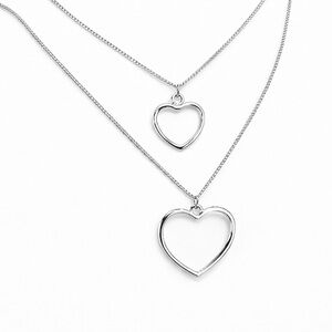 Elegant Silver Layered Heart Necklace